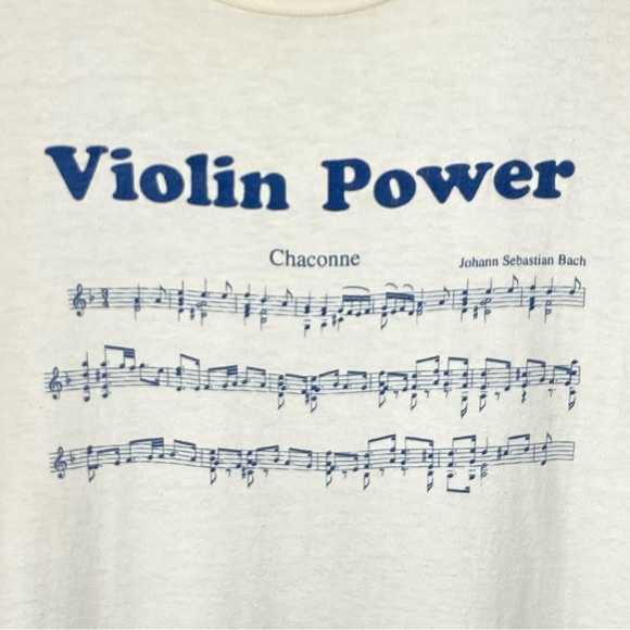 Vintage 80’s Violin Power Chaconne White Single Stitch T Shirt Made in USA Large - Picture 4 of 7